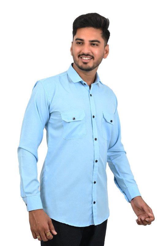 Blue50 Sky Blue colour Dubble pocket shirt  full sleeve