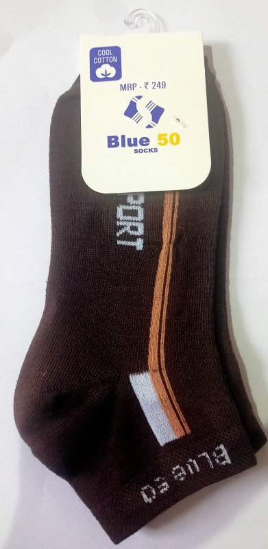 Blue-50 Classic Cotton Dark Brown Colour Sport Socks
